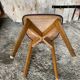 Ancienne Chaise Bois Pieds compas Vinyle Rouge Années 60