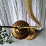 Golden wood floor lamp