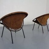 Set of vintage suede lounge chairs from Lusch, Germany, 1960s.