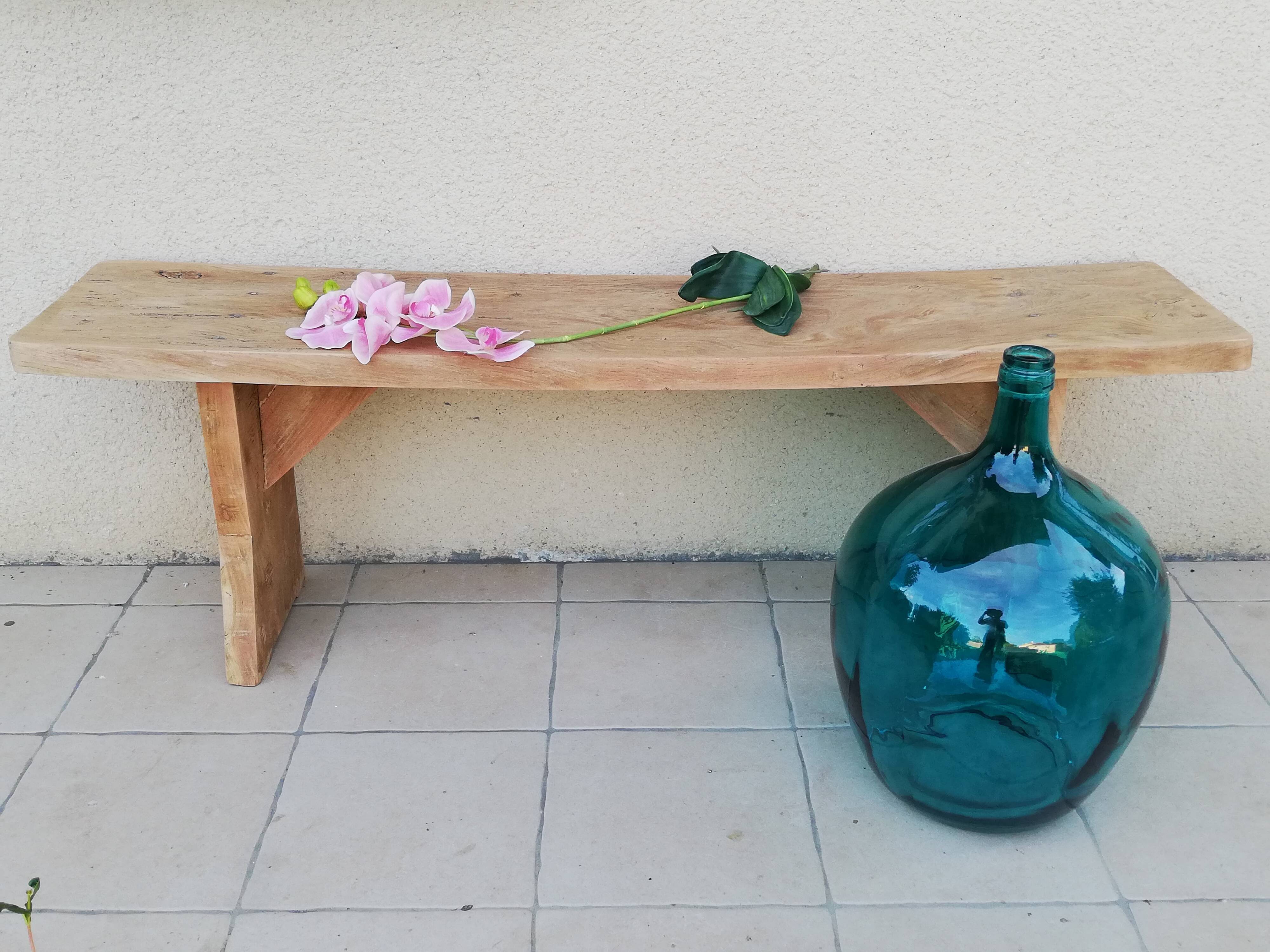 Old country bench in solid wood