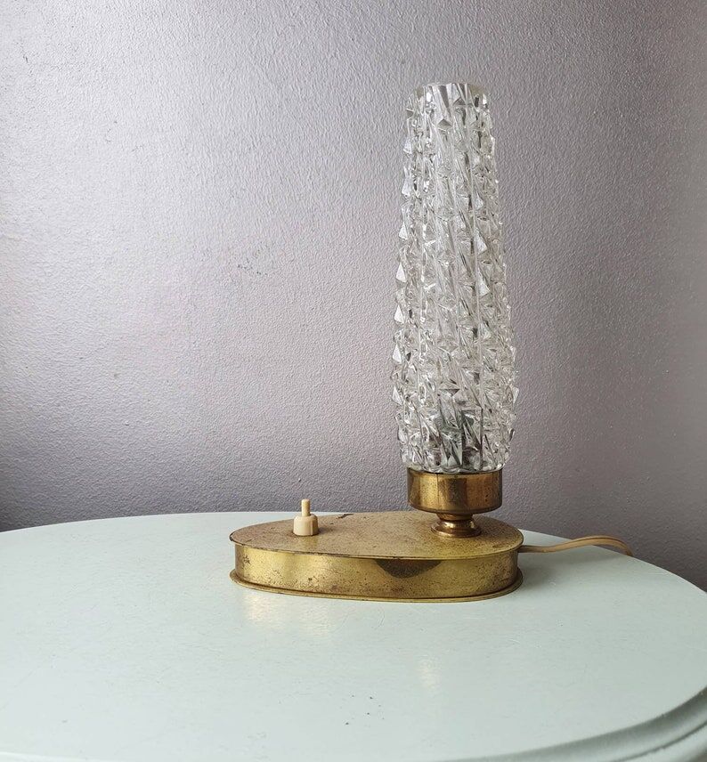 Brass night light with glass lampshade 30s