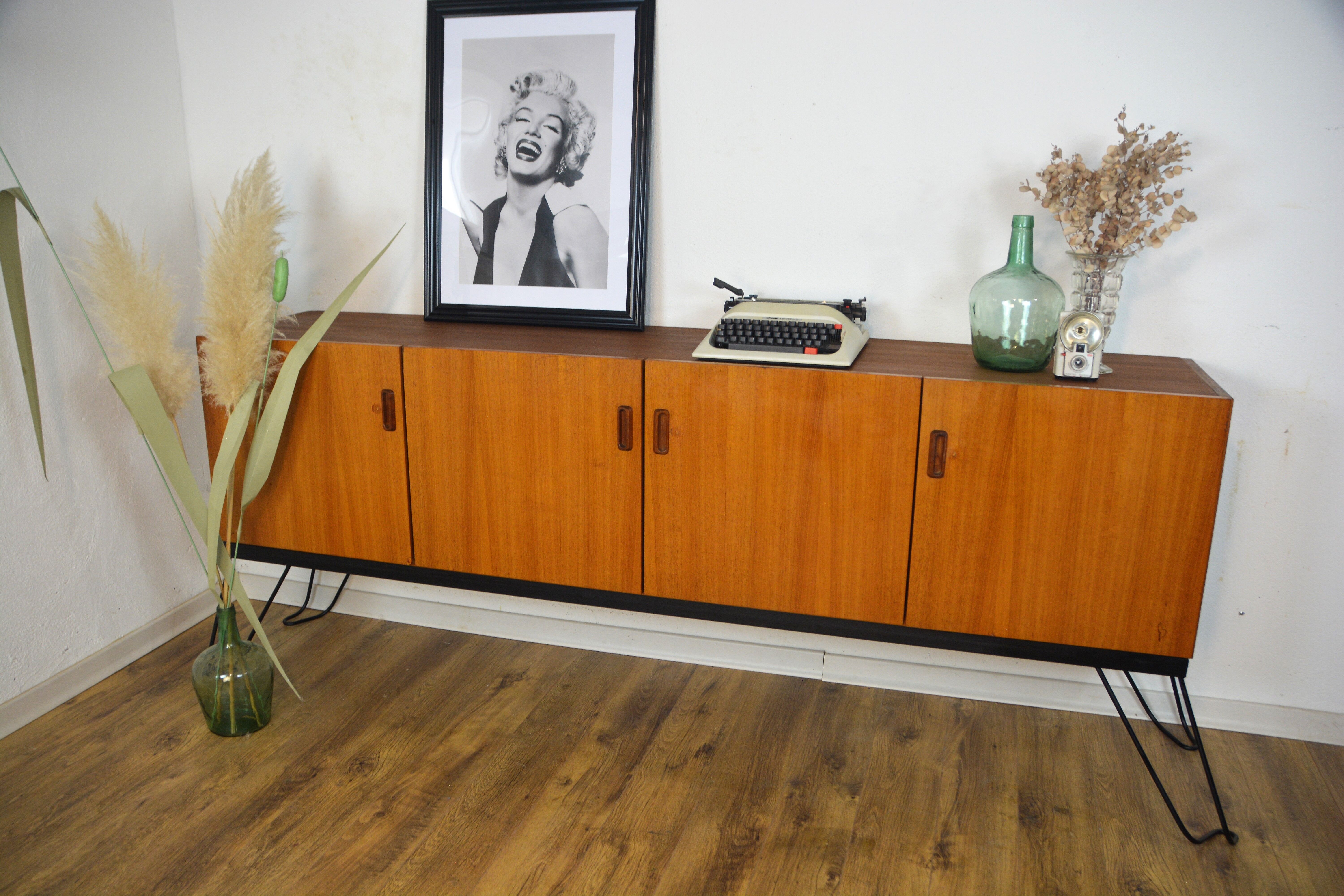 Scandinavian teak metal foot row