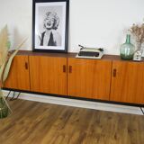 Scandinavian teak metal foot row