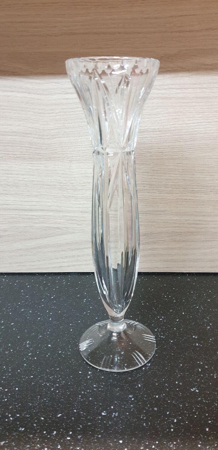 Hand-cut crystal vase
