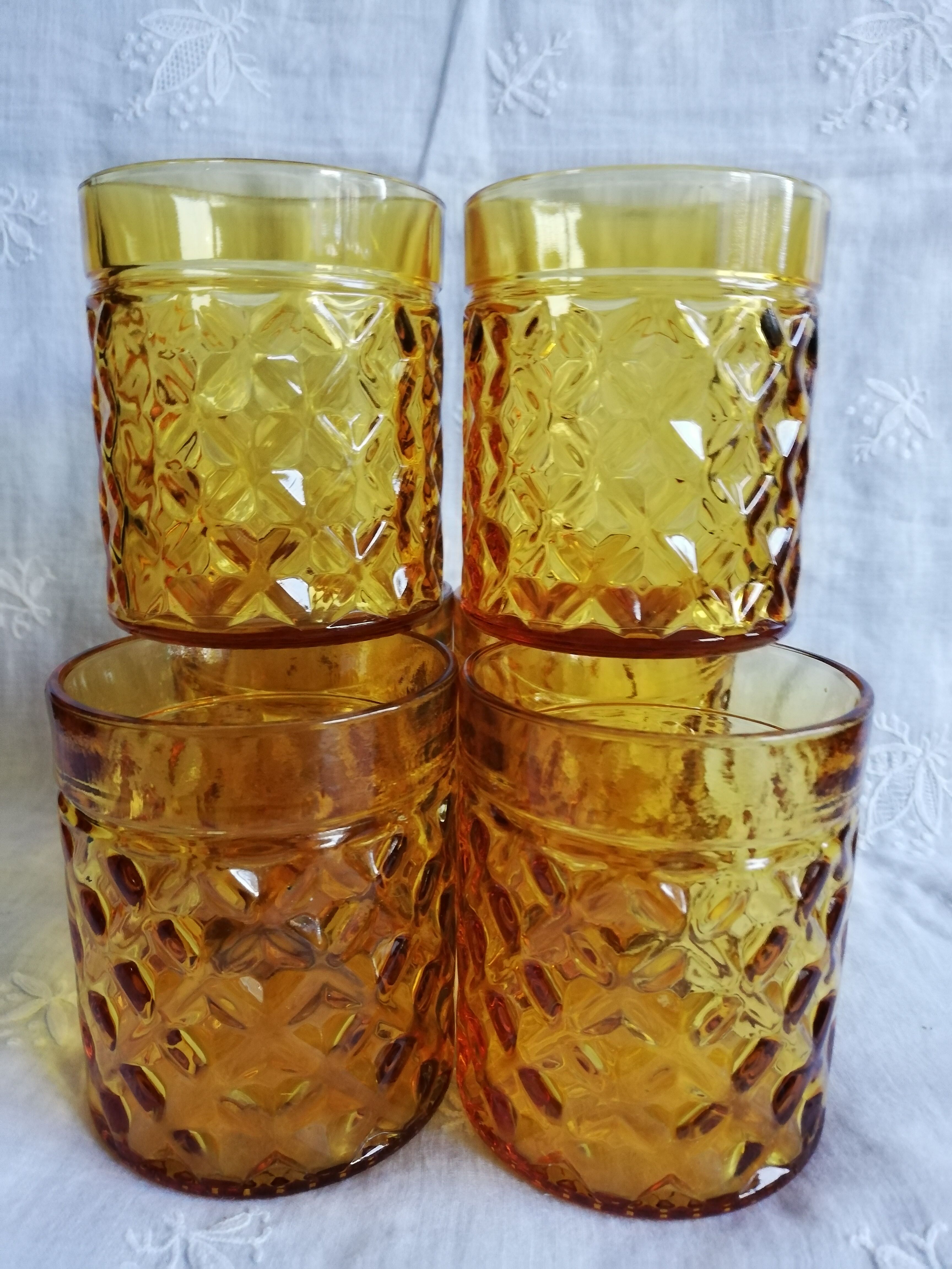 Set of 6 old Pernod amber glasses