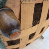 1960s, Danish armchair, light green furniture wool, oak wood legs.