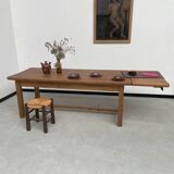 Solid pine table with its extension, 1950s