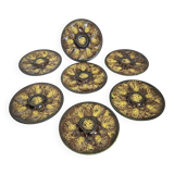 7 assiettes à huitres, vintage Vallauris Marius Giuge.