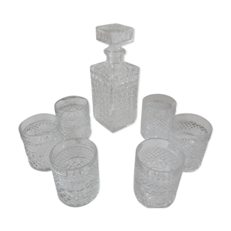Lot de carafe et ses 6 verres à whisky