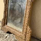 Miroir ancien bois doré sculpté format à suspendre