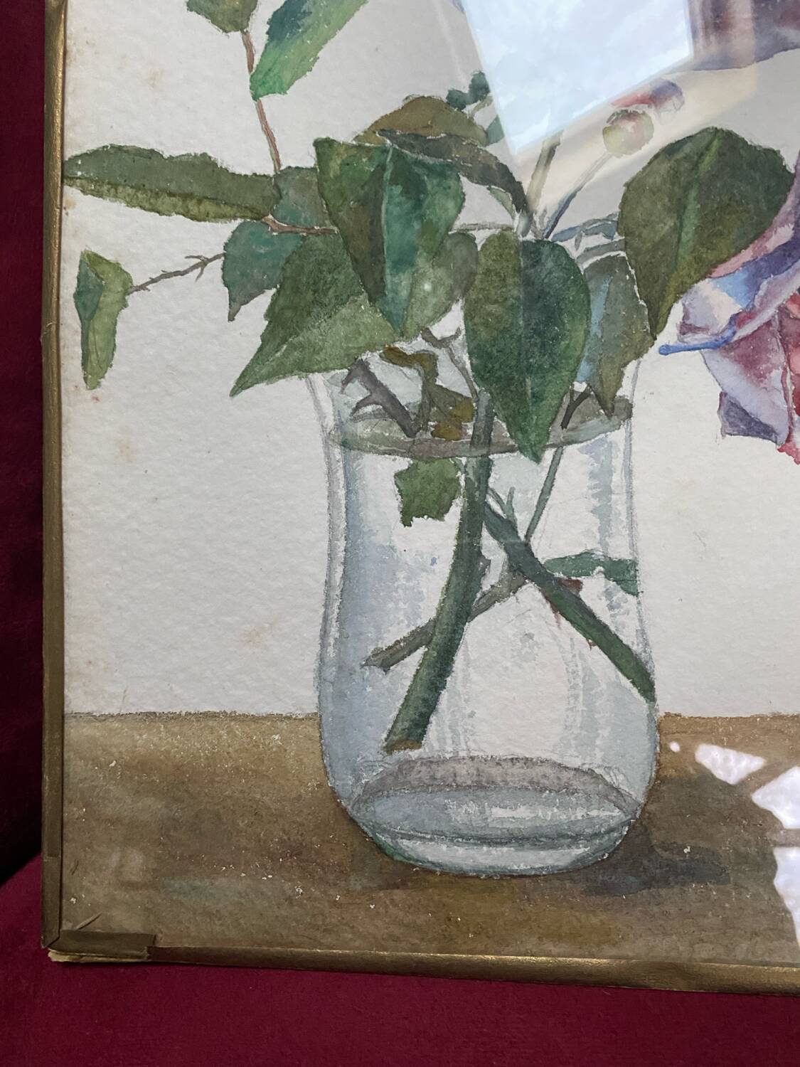 Large vintage watercolor "bouquet of roses"