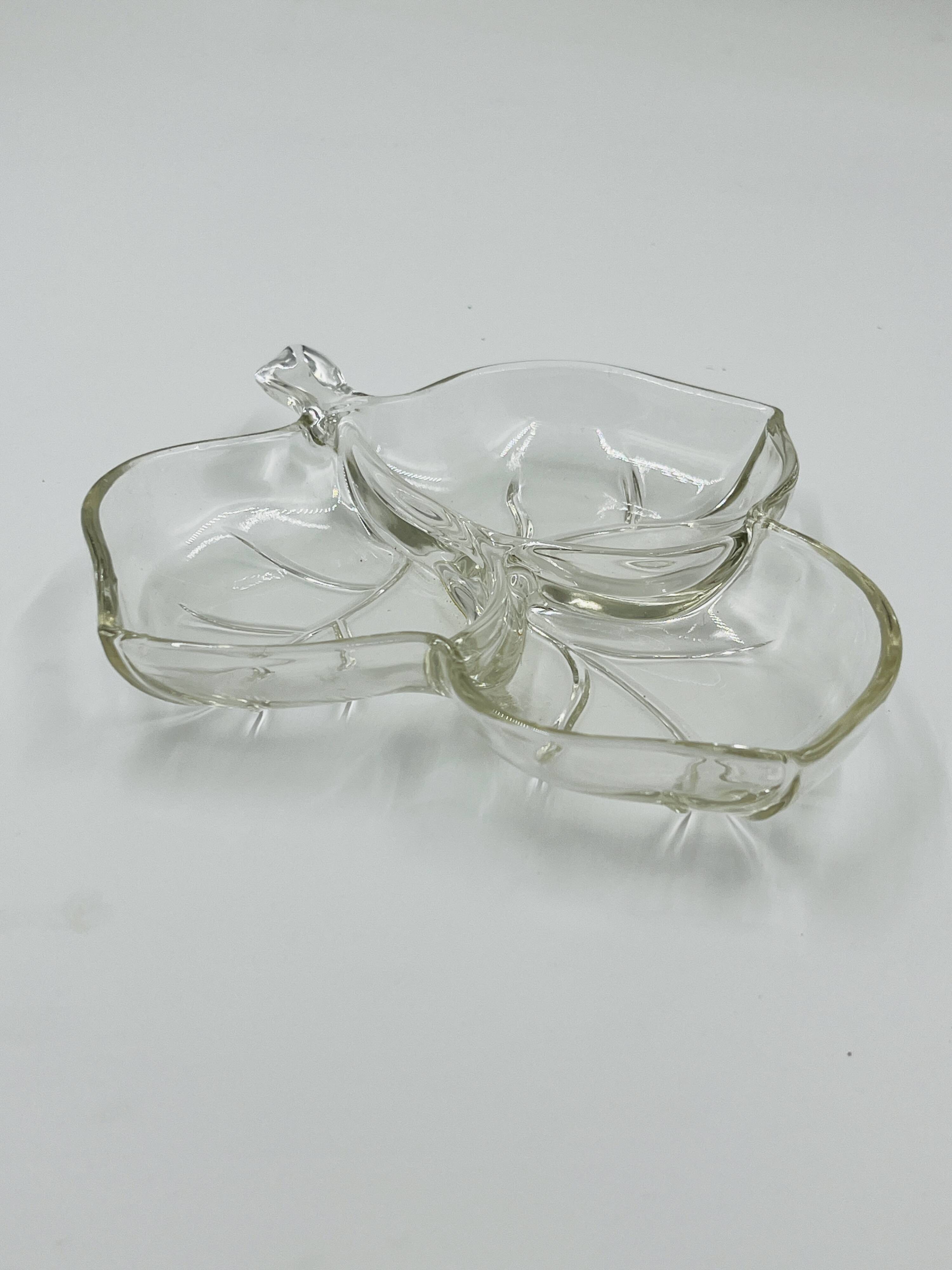 Vintage glass leaf dish