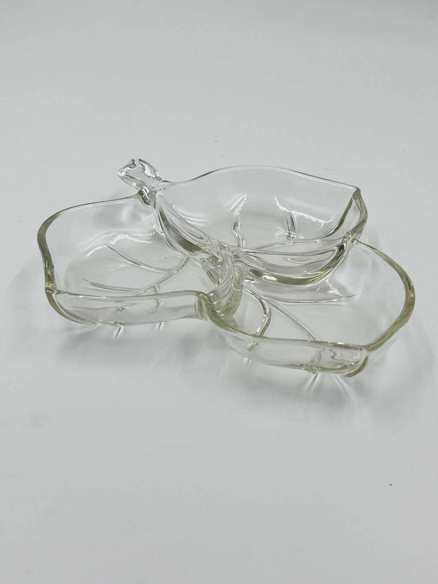Vintage glass leaf dish