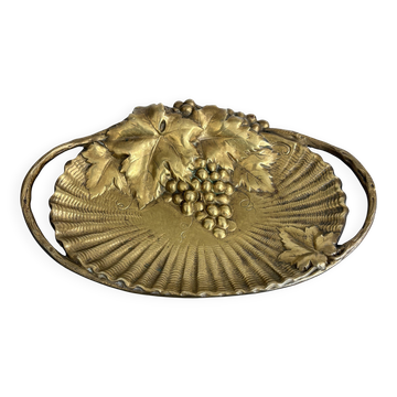 Superb antique brass tray with Art Nouveau grapes.