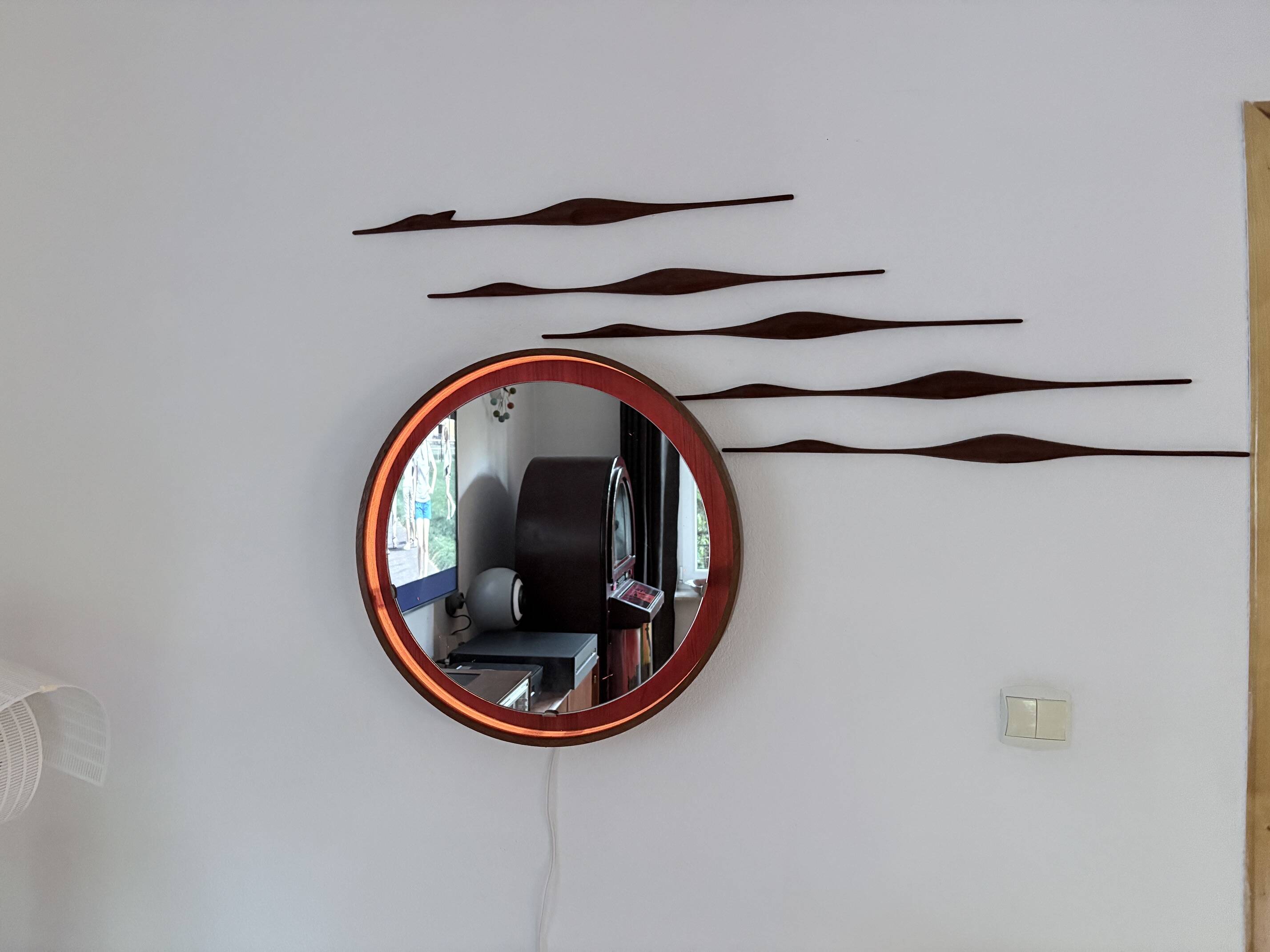 Set of five teak bird wall art, Denmark, 1960s