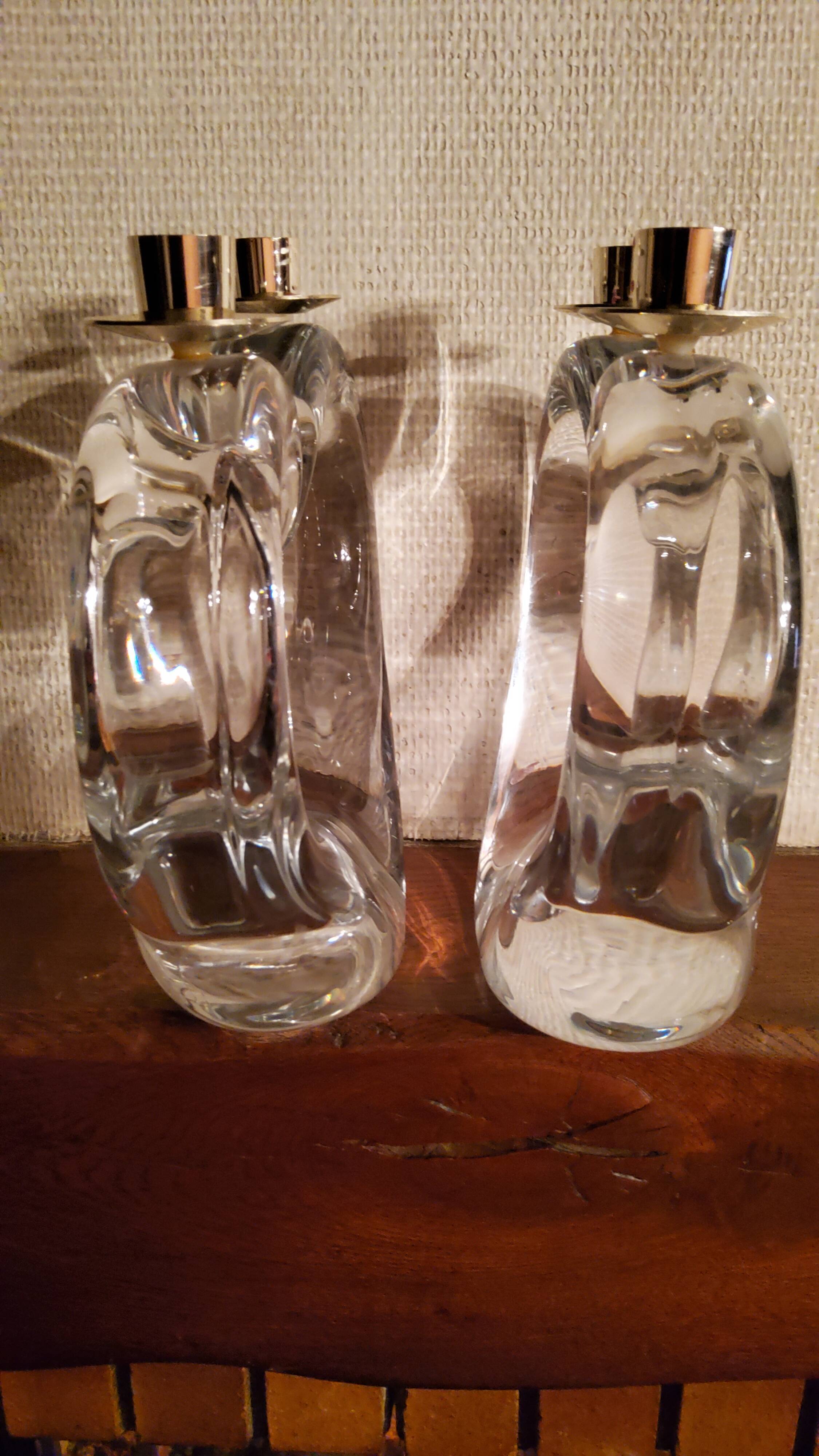 Pair of Schneider crystal chandeliers from the 50s