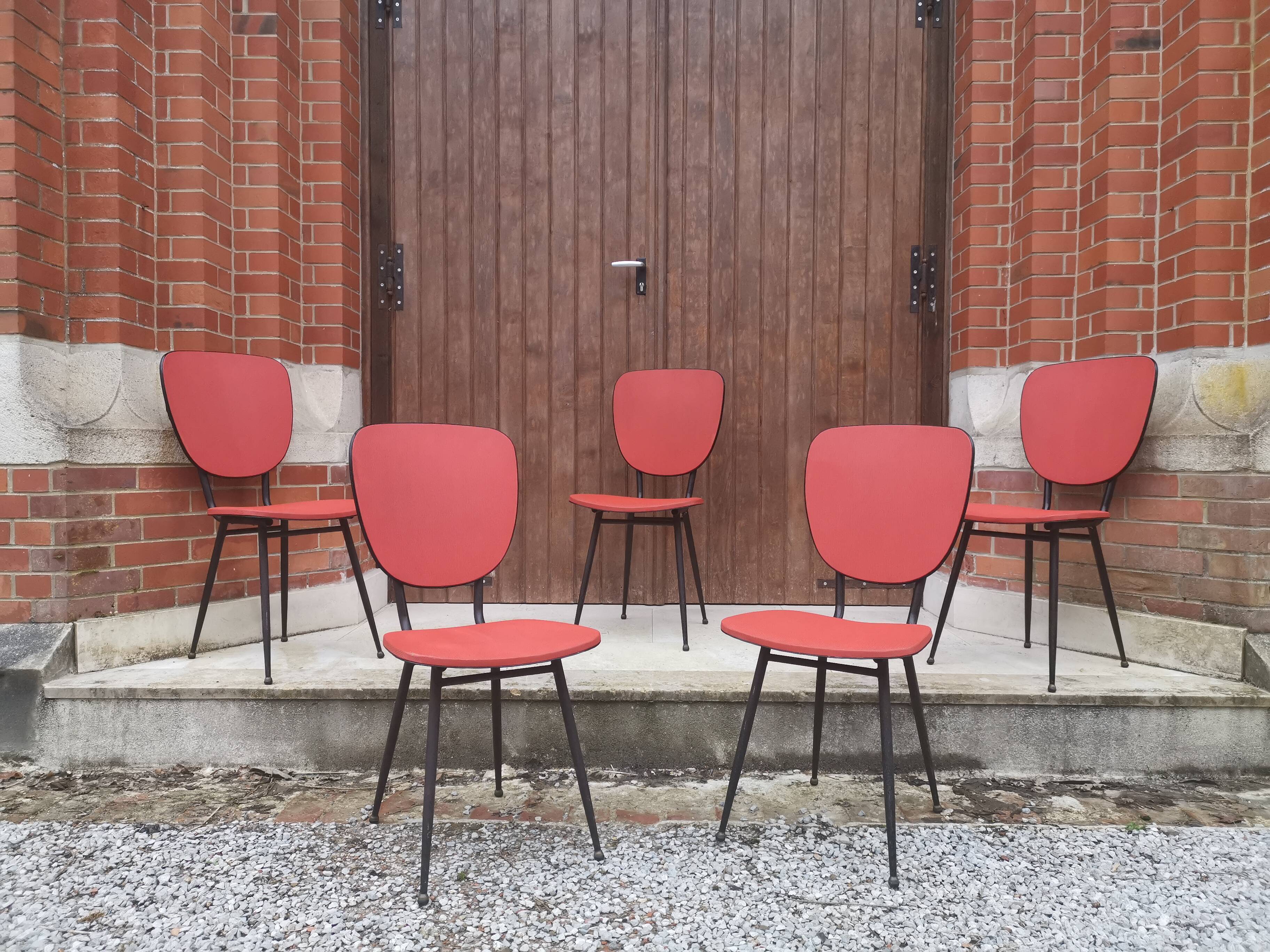 Lot de chaises vinyle rouge