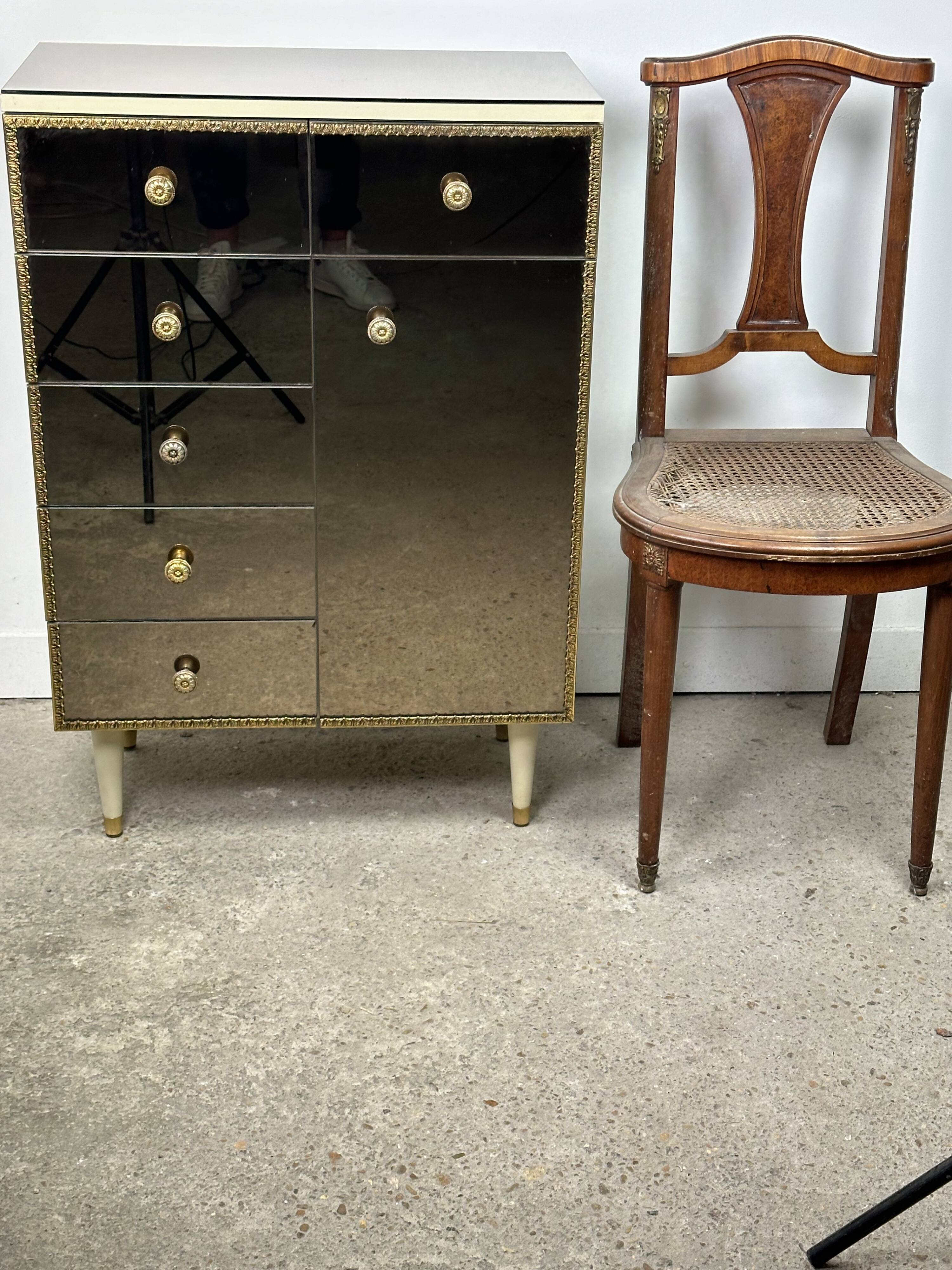 Vintage Italian mirror glass chest of drawers 1960