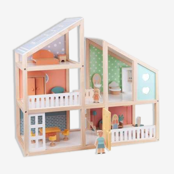 Maison de poupée rétro en bois en parfait état