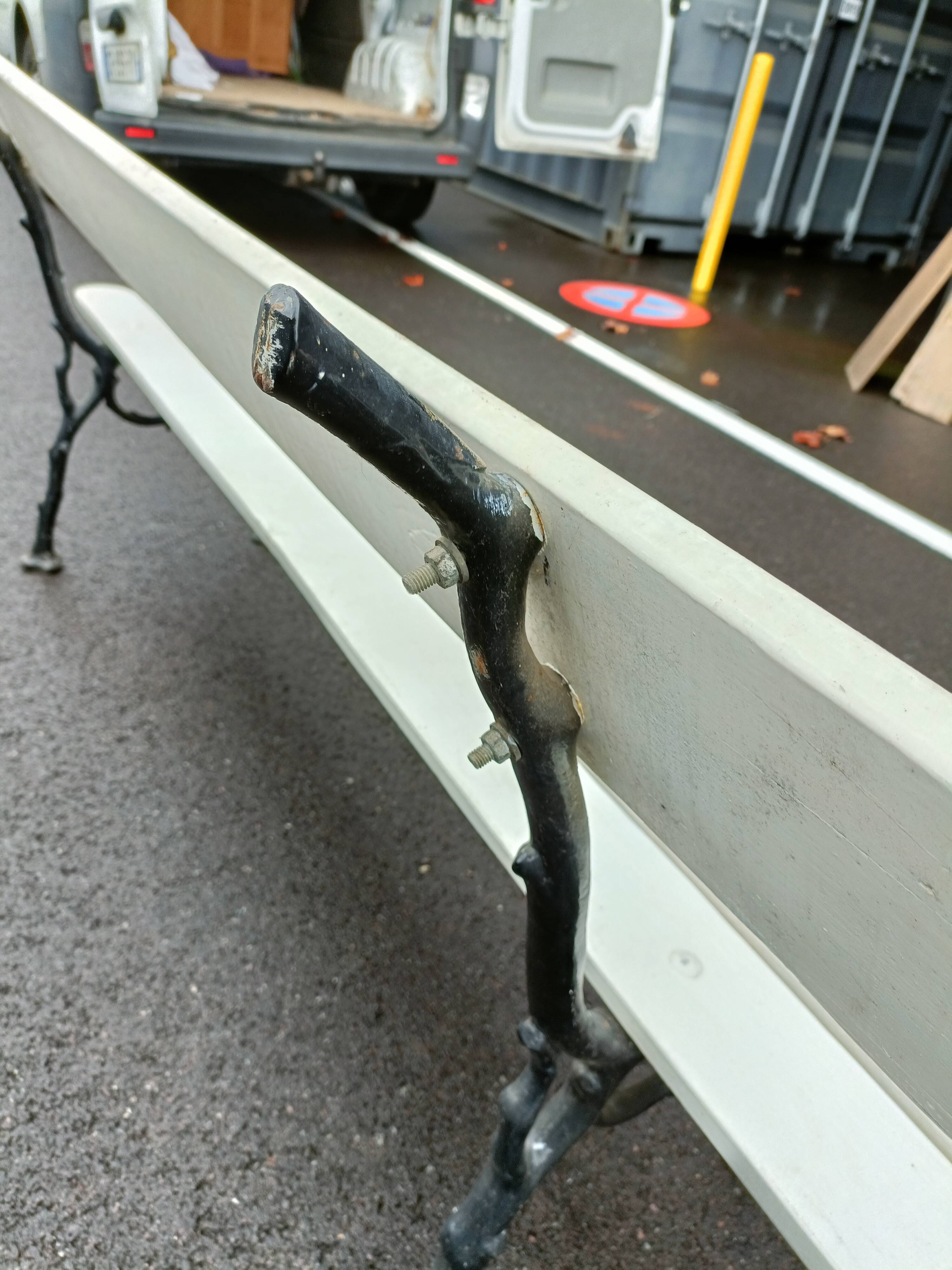 Garden bench old cast iron feet