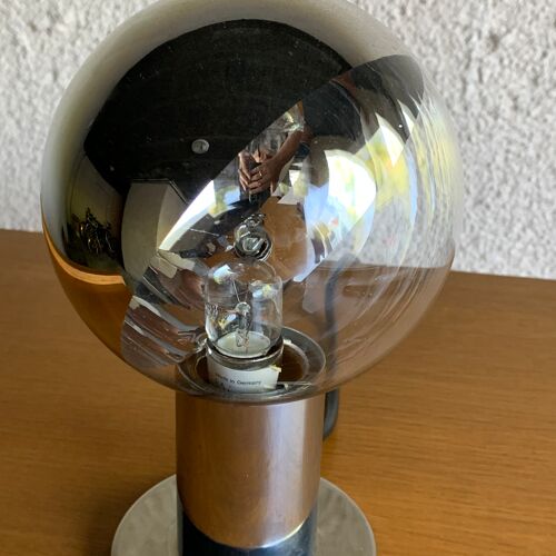 Lampe de table chromée vintage Eye ball space age de Motoko Ishii