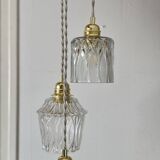 Vintage triple globe pendant light in molded glass