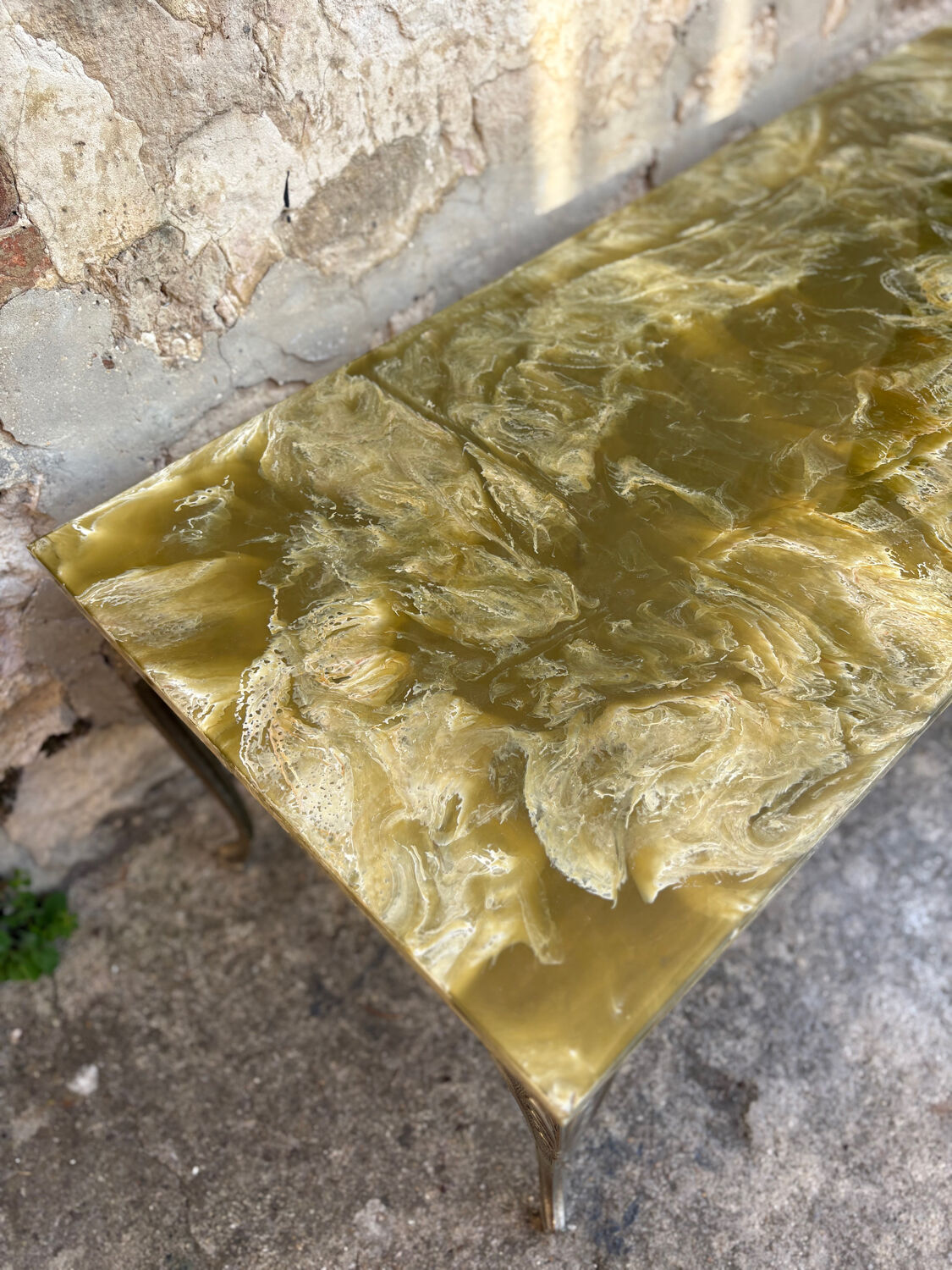 Louis XV style coffee table in onyx and metal