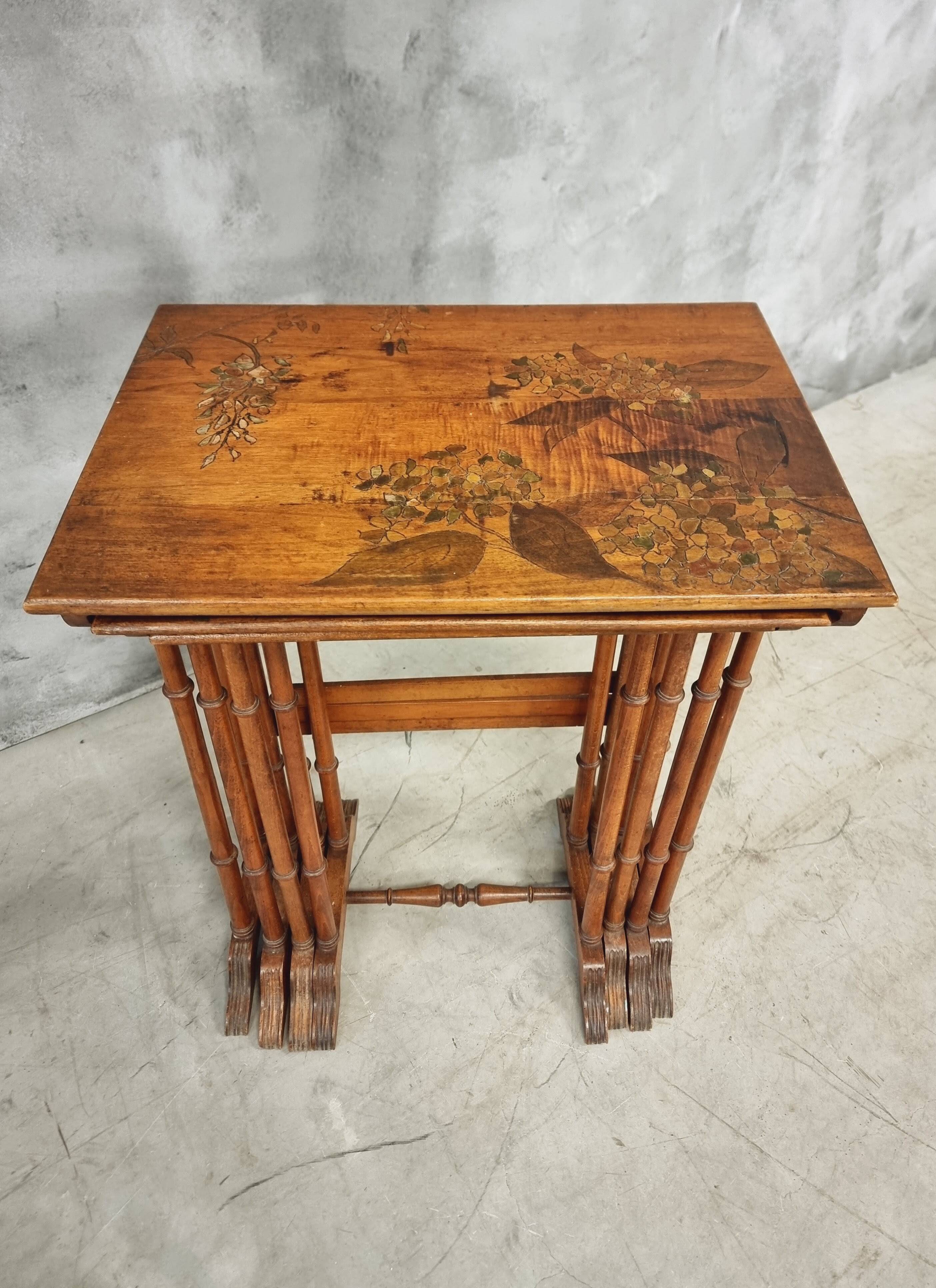 Set of 4 nesting tables Art Nouveau 1930s
