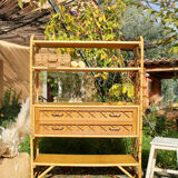 Vintage rattan bookcase