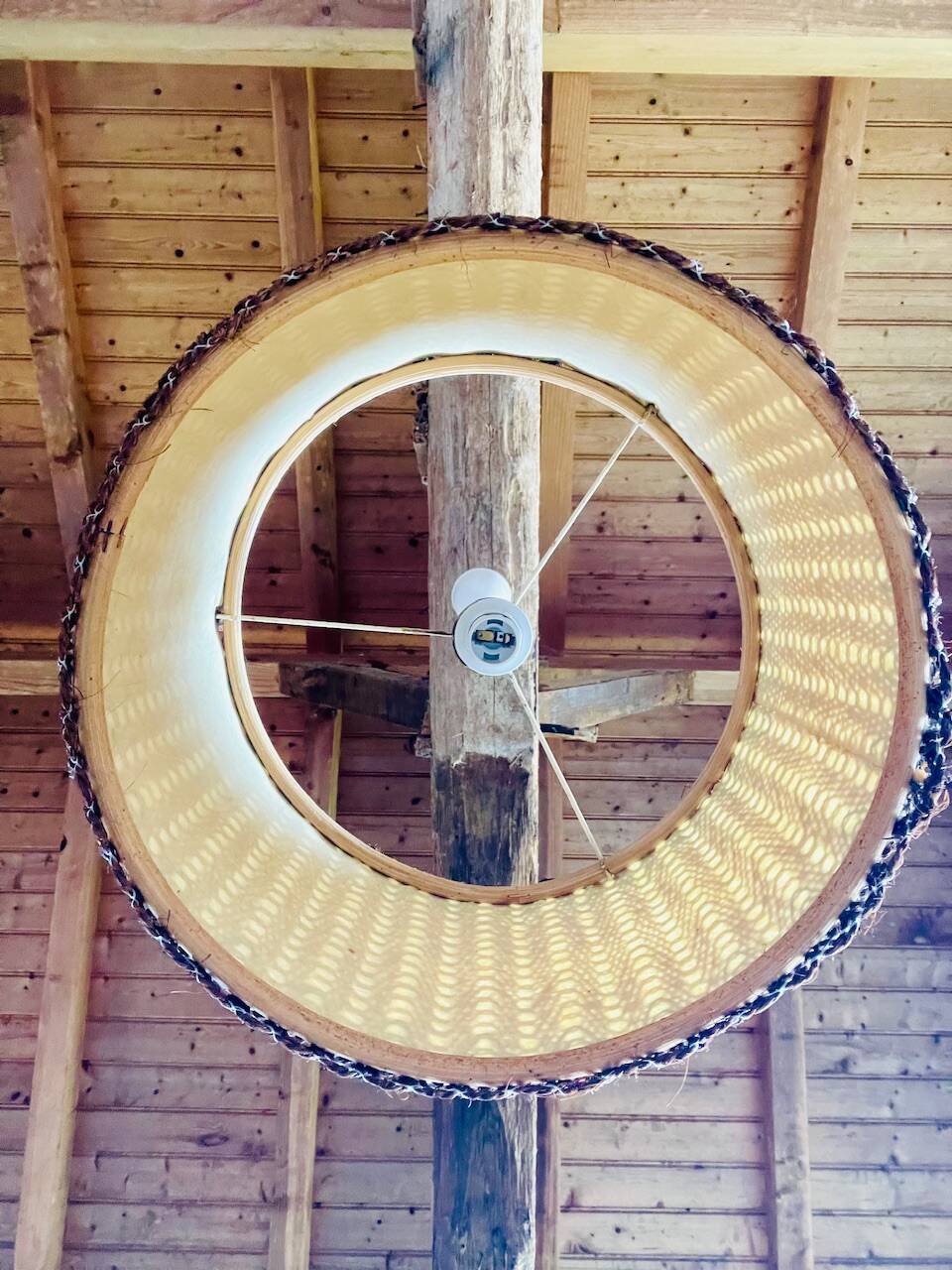 Vintage sisal / jonc de mer pendant light circa 1970's