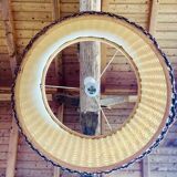 Vintage sisal / jonc de mer pendant light circa 1970's