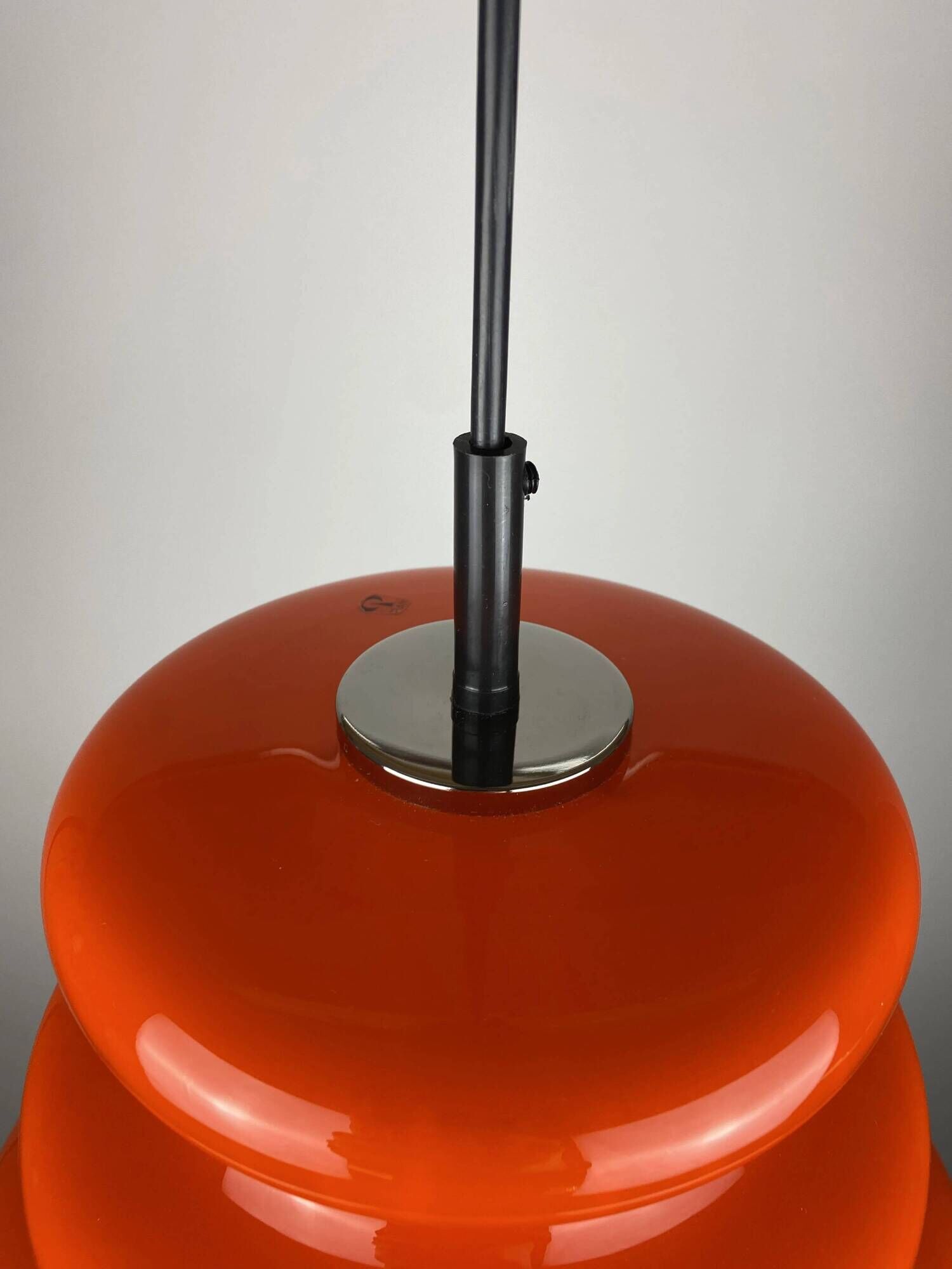 Bright orange glass pendant light AH 1 by Peill and Putzler 1960