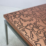 '60s square copper coffee table