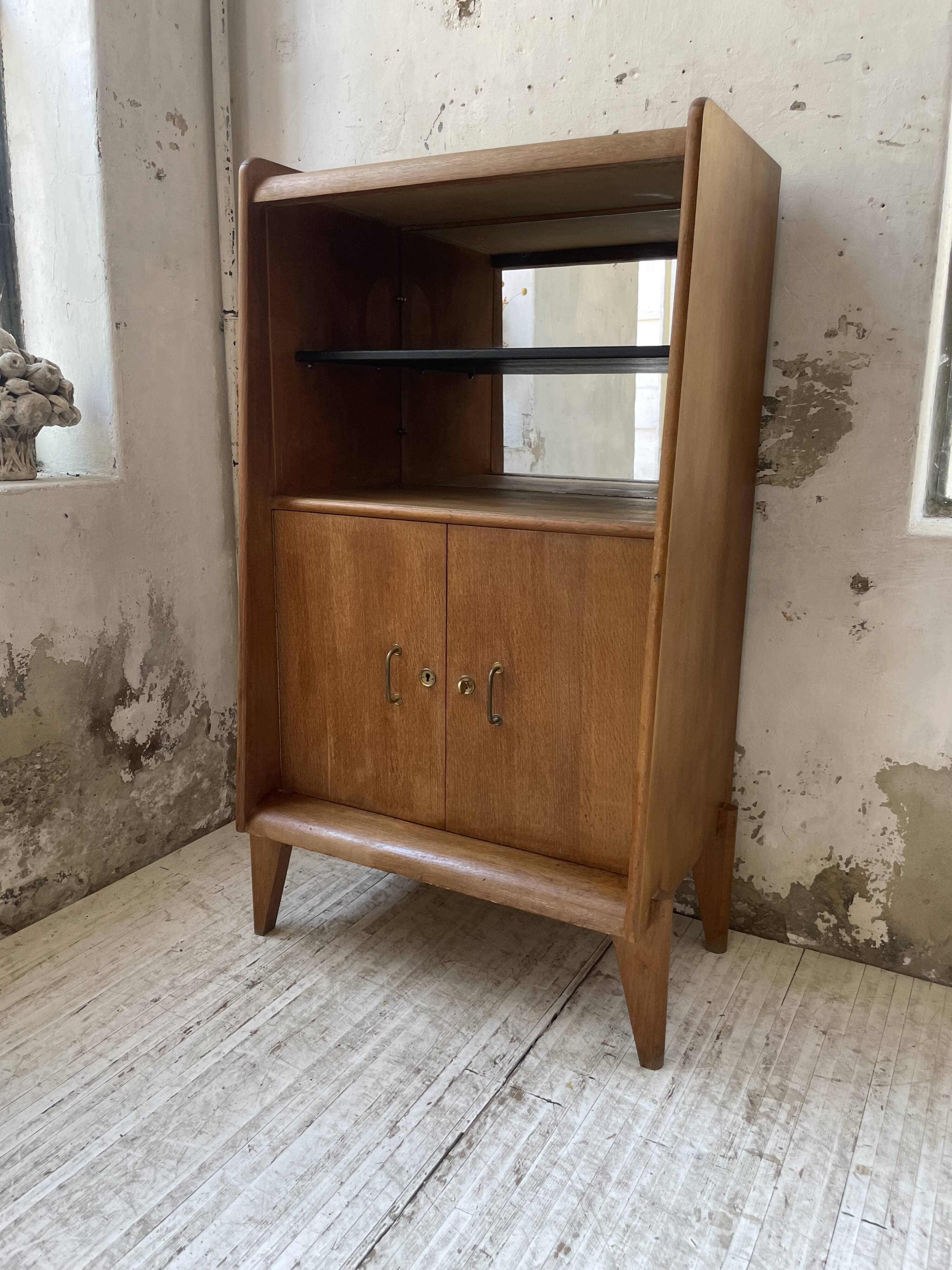 Meuble de rangement secrétaire chêne années 60