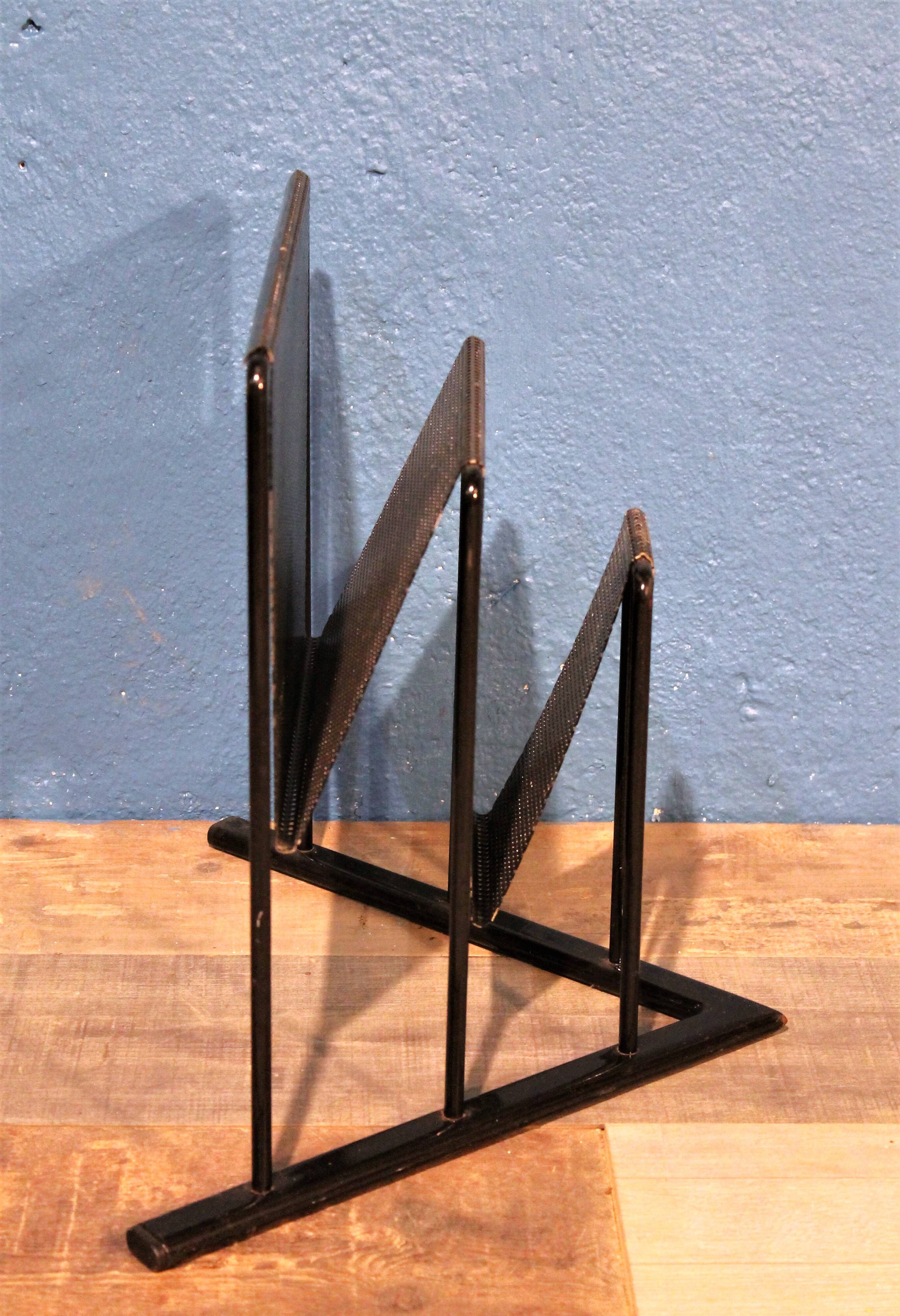 Perforated metal magazine rack Morgens 1980s