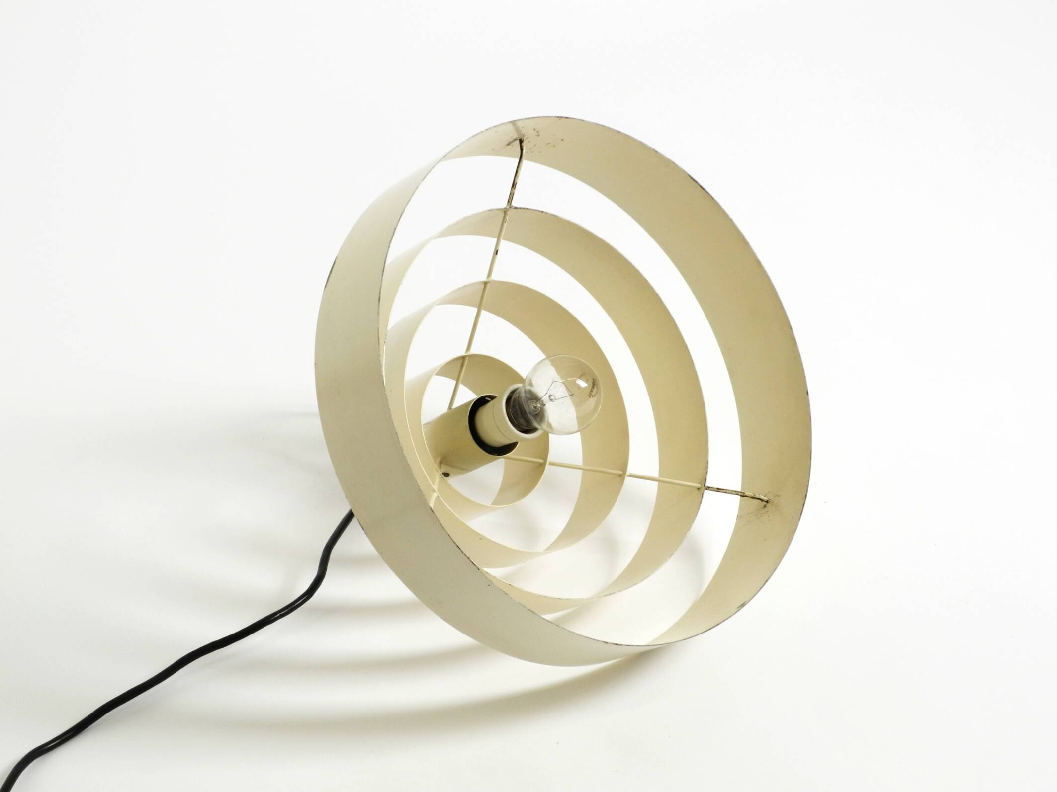 1960s Space Age heavy solid slatted metal pendant lamp