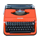 Underwood 130 orange typewriter - vintage - 1970s