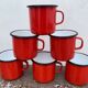 6 tasses en tôle émaillée