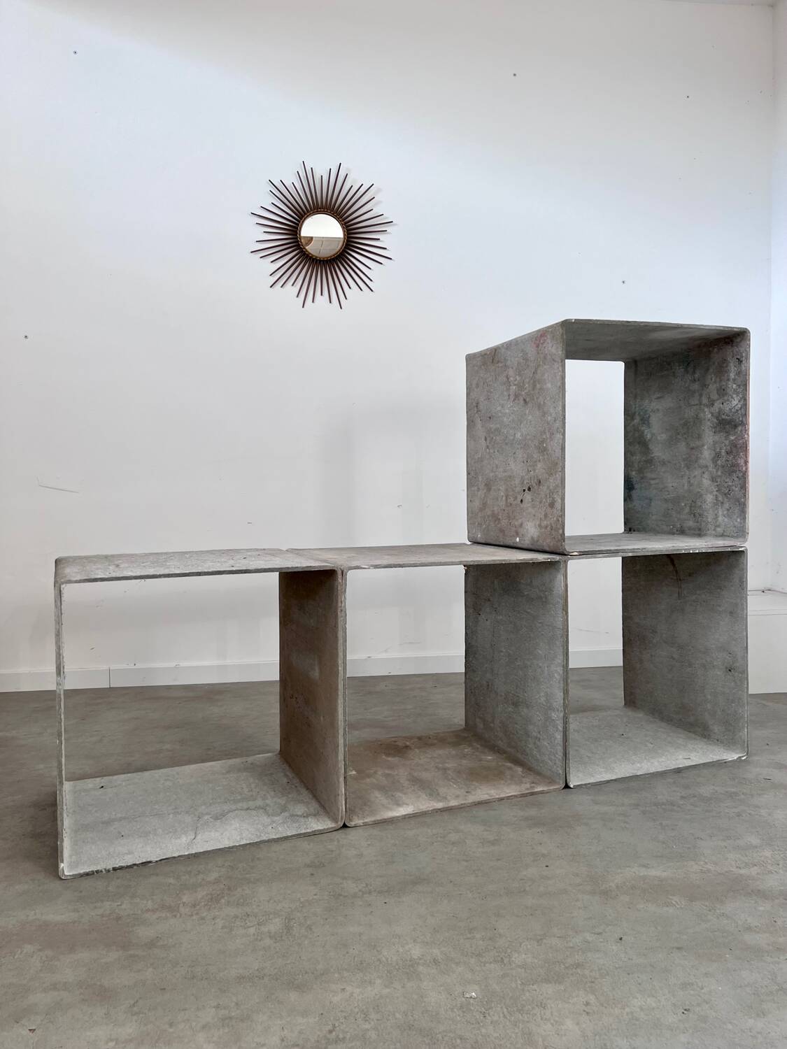 Set of 4 modular concrete shelves design G. Ifertvintage 60s