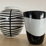 Pair of vintage signed glazed stoneware vases
