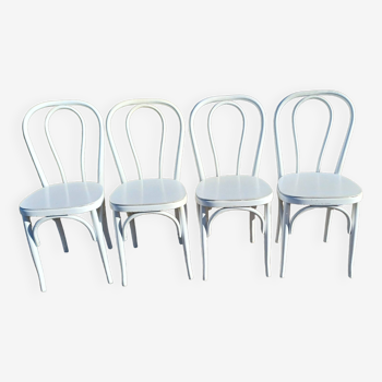 4 Chaises de Bistrot Thonet Bois cérusé Blanc