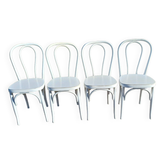 4 Thonet Bistro Chairs Limed Wood White