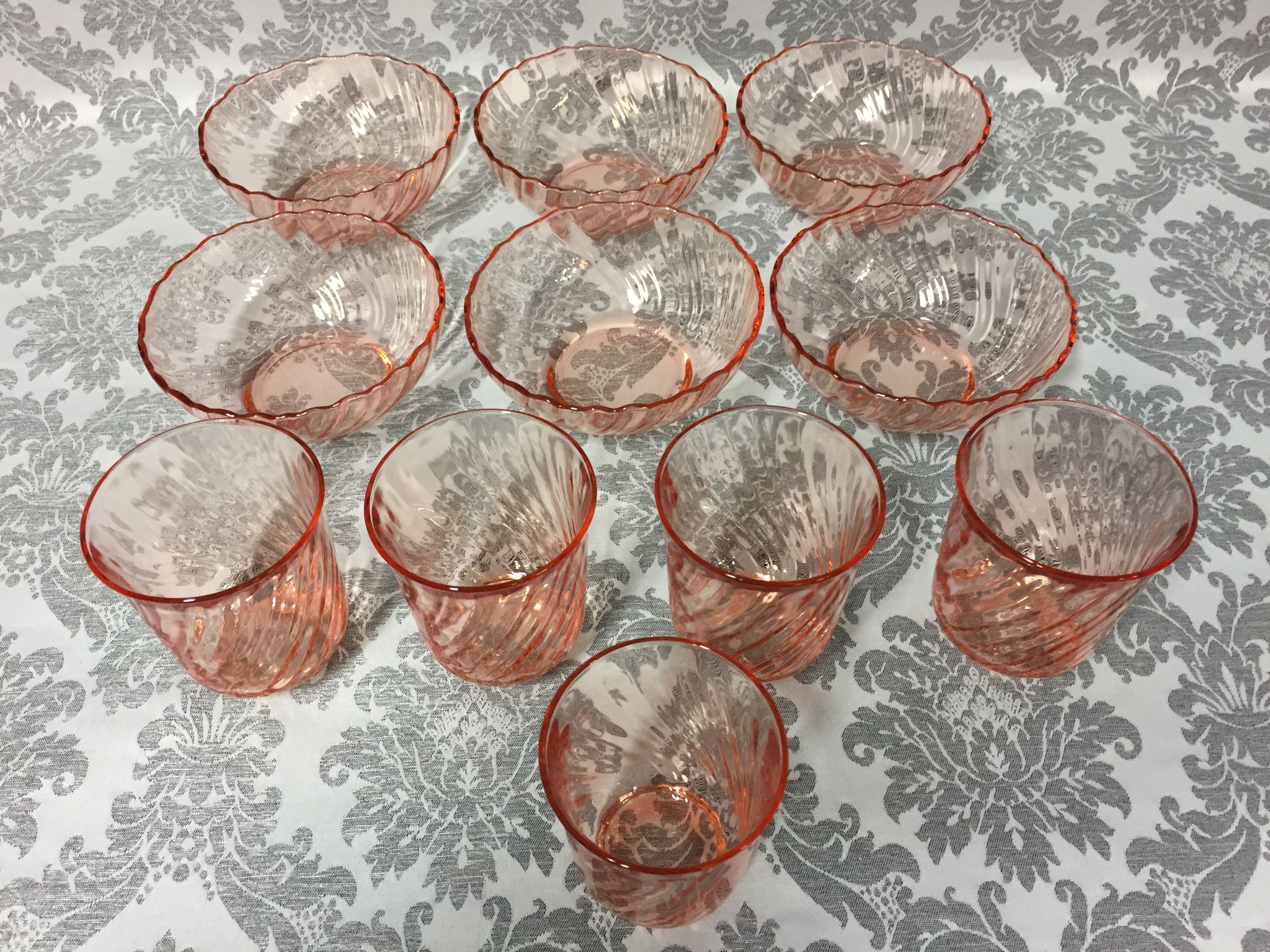 Lot service art table luminarc arcoroc model rosaline vintage 1950/1960