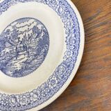 Large blue and white porcelain plate 20th art nouveau