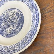 Large blue and white porcelain plate 20th art nouveau