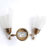 Pair of wall sconces in gold metal and plexiglass, 50 years