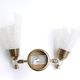 Pair of wall sconces in gold metal and plexiglass, 50 years