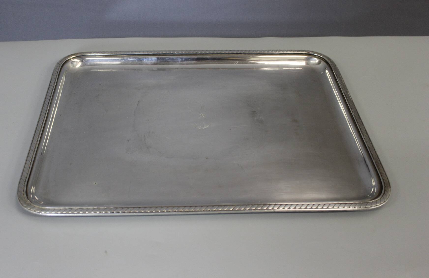 Silver-Plated Service Tray with Marine Anchor