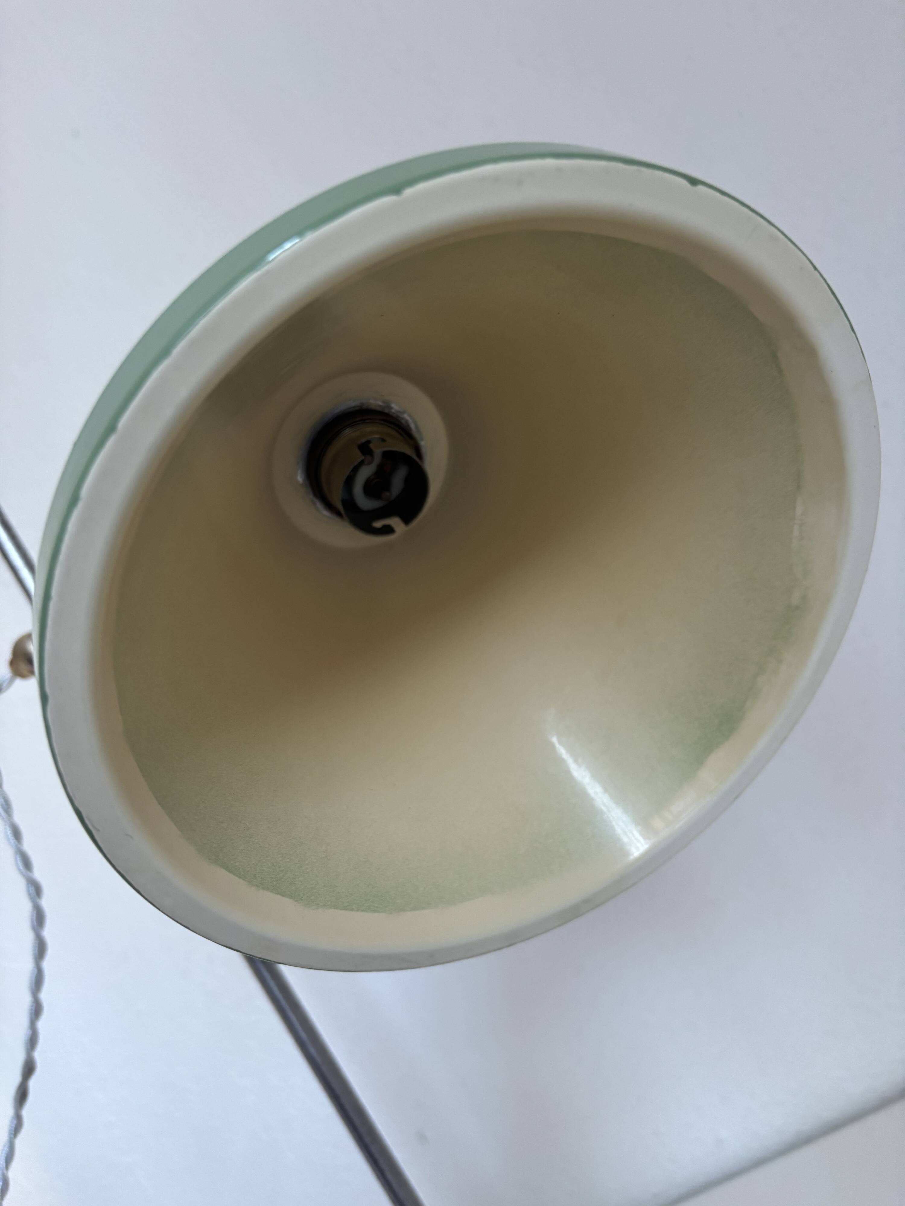 Vintage lamp 1920 Monix nickel-plated metal sage green sheet - 50 cm