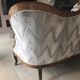 3-seater Louis Philippe Sofa / Solid Walnut & Modern Fabric